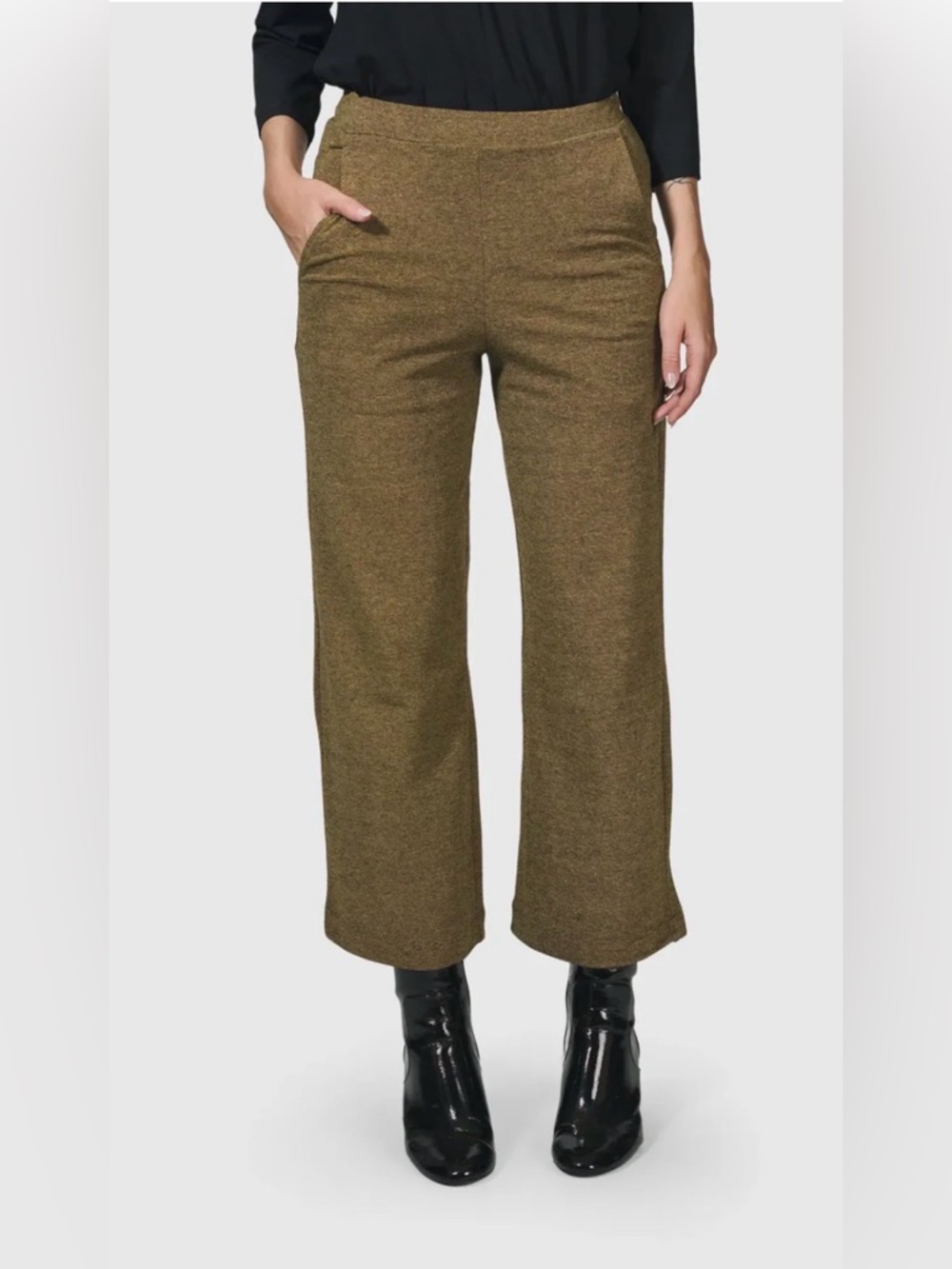 Alembika Women’s Essential Heathered Knit Cropped Pants Minimalist, Artsy sz 16